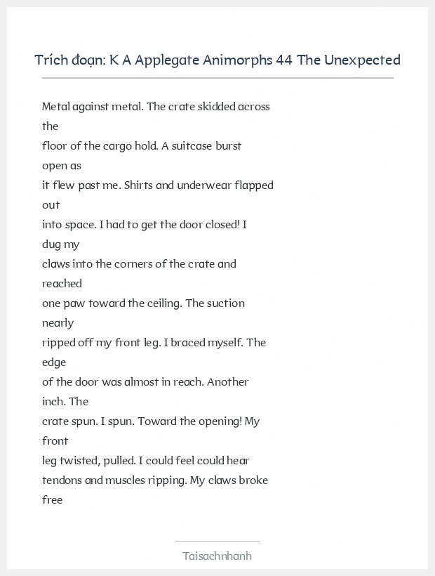 Trích đoạn K A Applegate Animorphs 44 The Unexpected