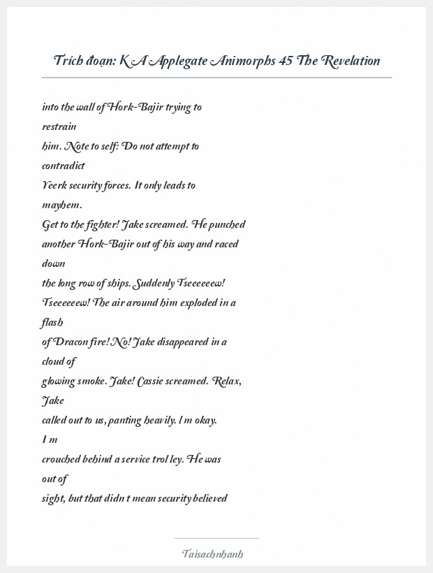 Trích đoạn K A Applegate Animorphs 45 The Revelation