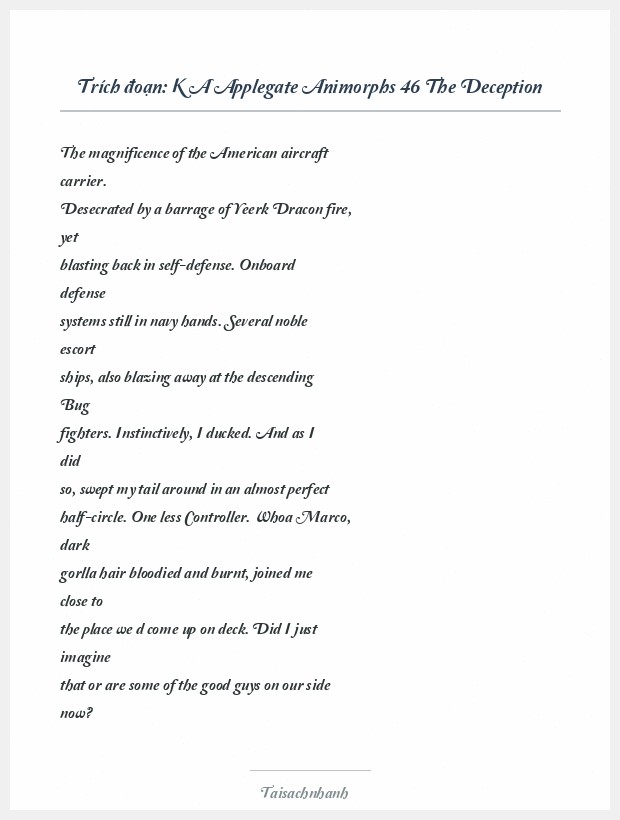 Trích đoạn K A Applegate Animorphs 46 The Deception