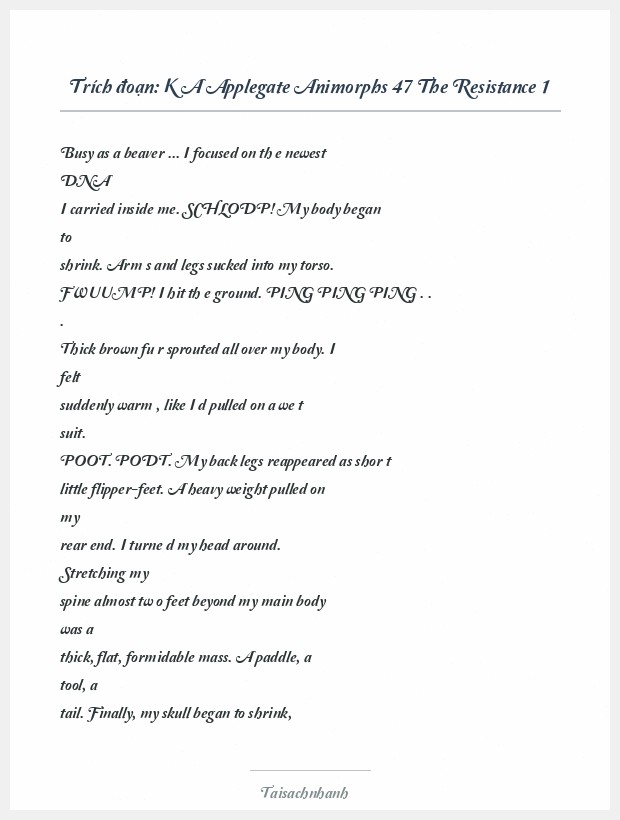 Trích đoạn K A Applegate Animorphs 47 The Resistance 1