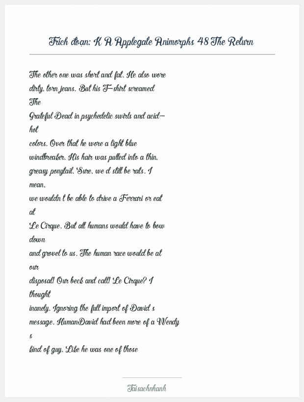 Trích đoạn K A Applegate Animorphs 48 The Return