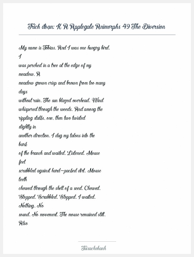 Trích đoạn K A Applegate Animorphs 49 The Diversion