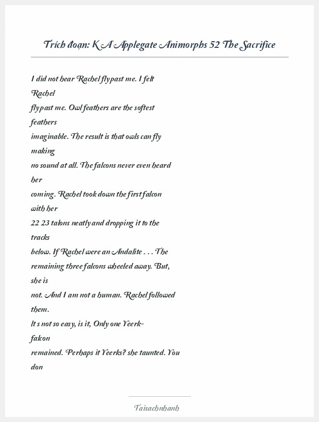 Trích đoạn K A Applegate Animorphs 52 The Sacrifice