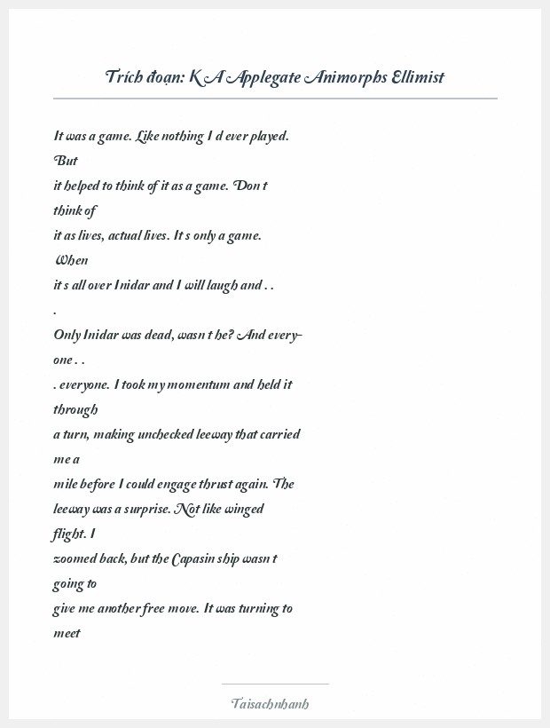 Trích đoạn K A Applegate Animorphs Ellimist
