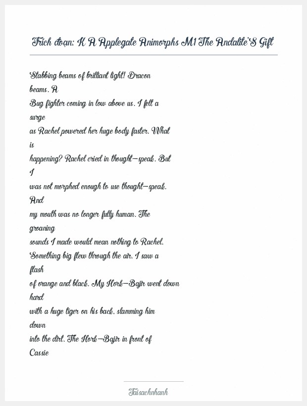 Trích đoạn K A Applegate Animorphs M1 The Andalite'S Gift