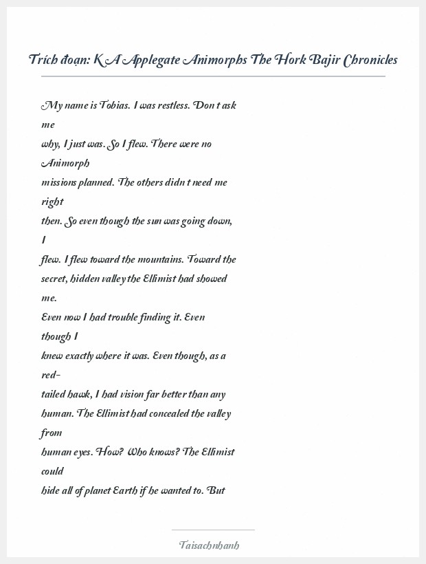 Trích đoạn K A Applegate Animorphs The Hork Bajir Chronicles