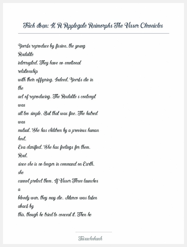 Trích đoạn K A Applegate Animorphs The Visser Chronicles