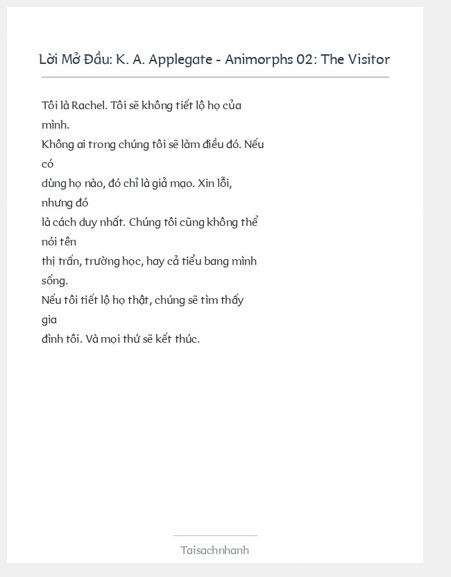 Trích đoạn K. A. Applegate - Animorphs 02: The Visitor