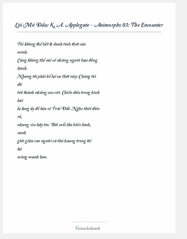 Trích đoạn K. A. Applegate - Animorphs 03: The Encounter