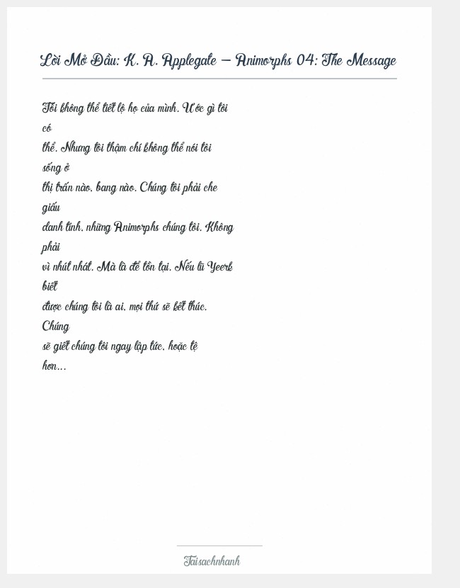 Trích đoạn K. A. Applegate - Animorphs 04: The Message
