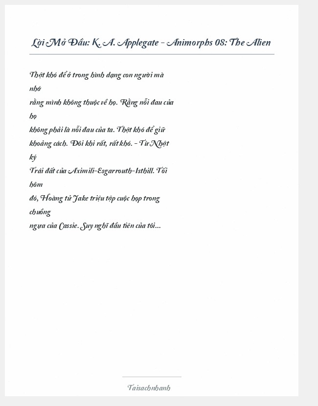 Trích đoạn K. A. Applegate - Animorphs 08: The Alien