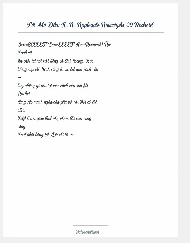 Trích đoạn K. A. Applegate Animorphs 09 Android