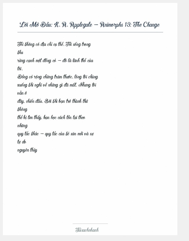Trích đoạn K. A. Applegate - Animorphs 13: The Change