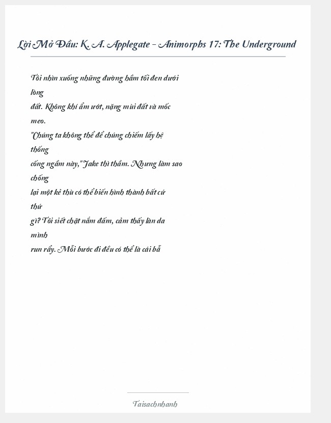 Trích đoạn K. A. Applegate - Animorphs 17: The Underground