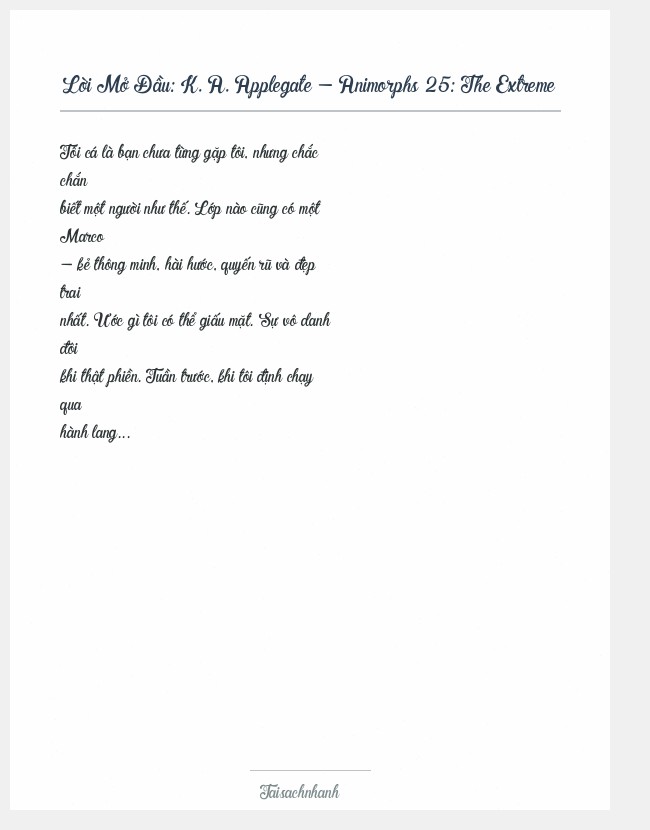 Trích đoạn K. A. Applegate - Animorphs 25: The Extreme