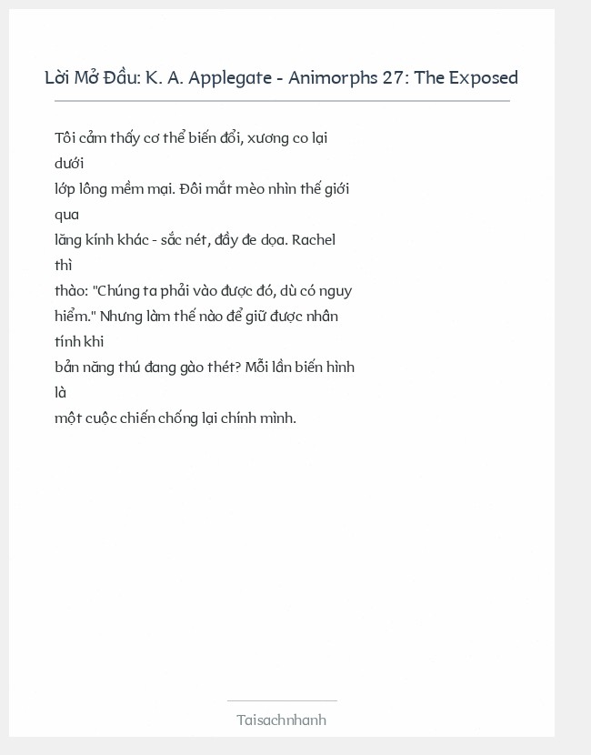 Trích đoạn K. A. Applegate - Animorphs 27: The Exposed