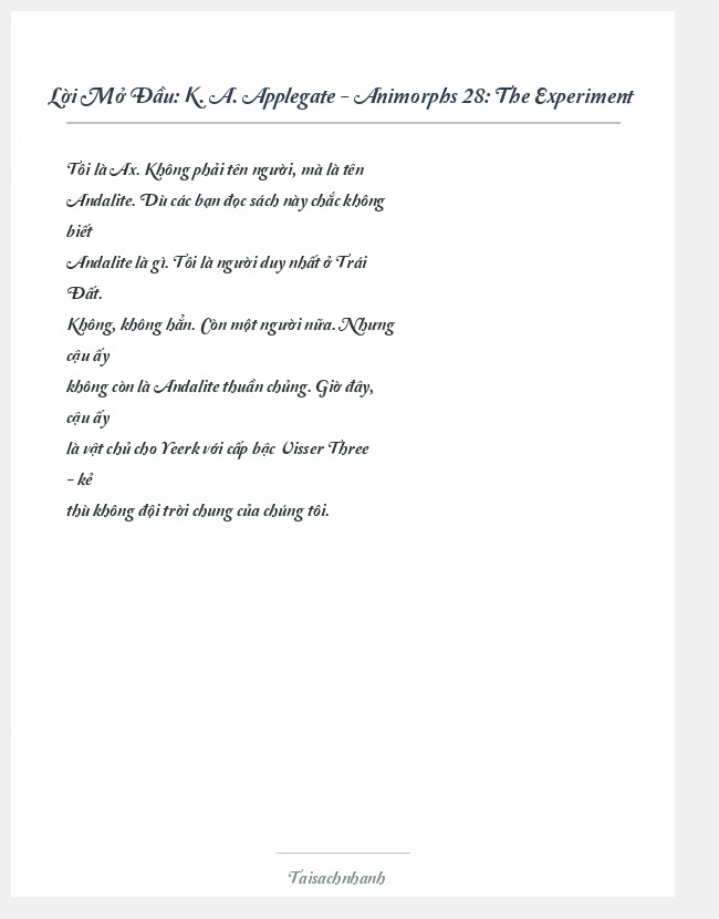 Trích đoạn K. A. Applegate - Animorphs 28: The Experiment