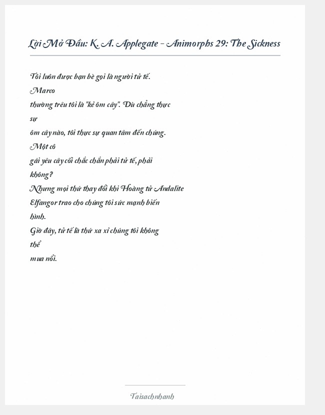 Trích đoạn K. A. Applegate - Animorphs 29: The Sickness