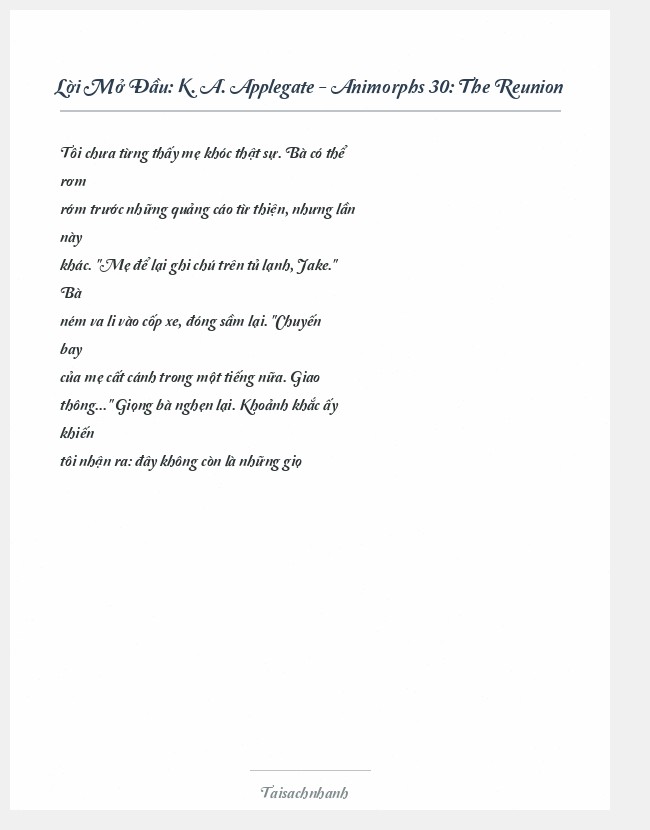 Trích đoạn K. A. Applegate - Animorphs 30: The Reunion