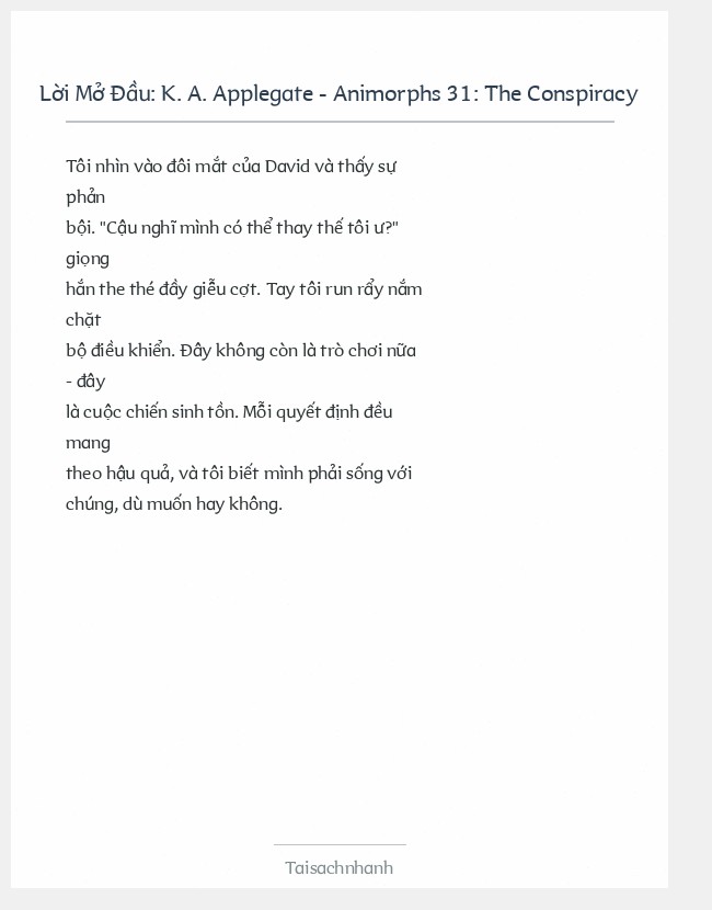 Trích đoạn K. A. Applegate - Animorphs 31: The Conspiracy