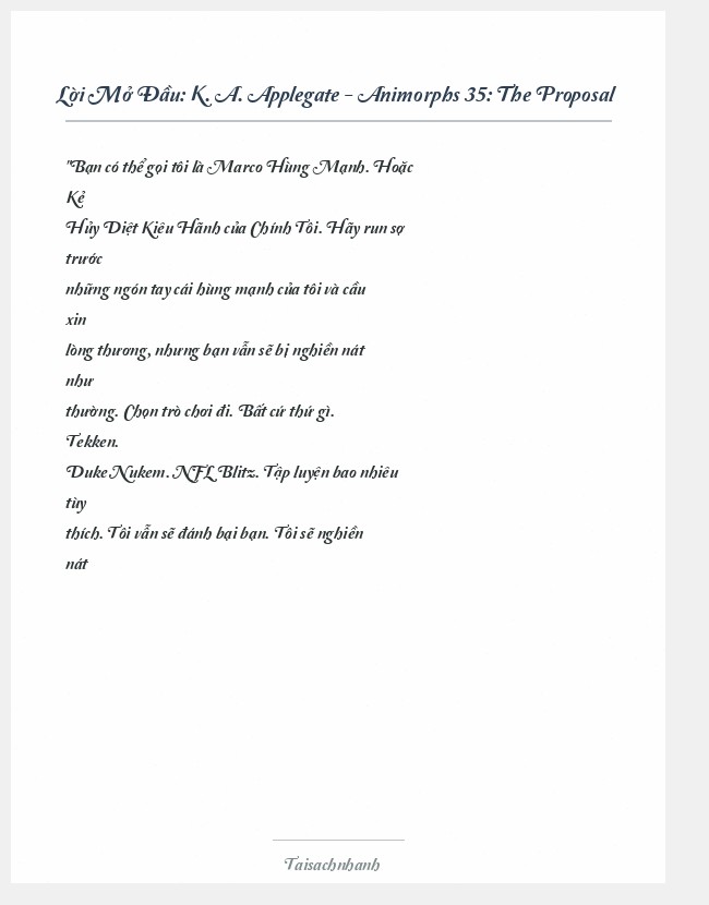 Trích đoạn K. A. Applegate - Animorphs 35: The Proposal