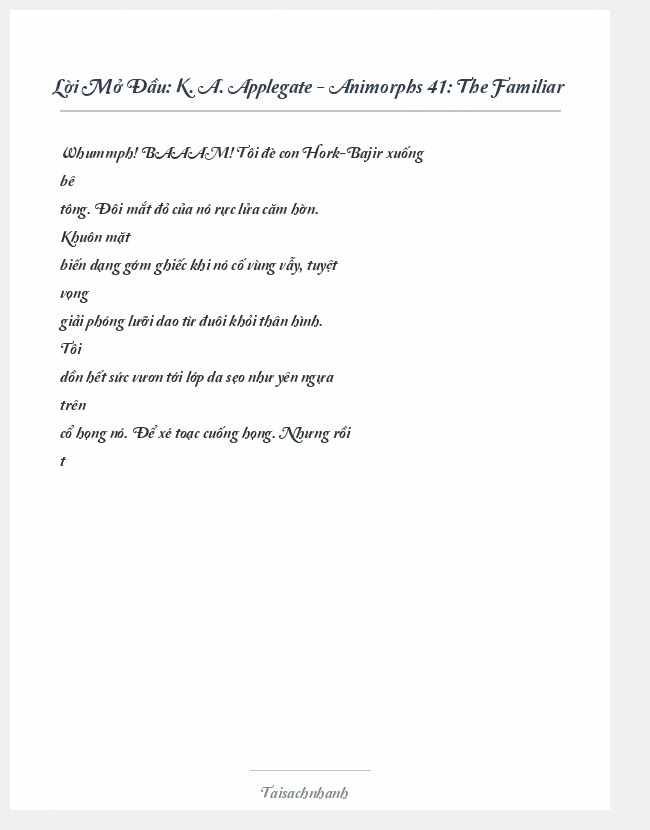 Trích đoạn K. A. Applegate - Animorphs 41: The Familiar