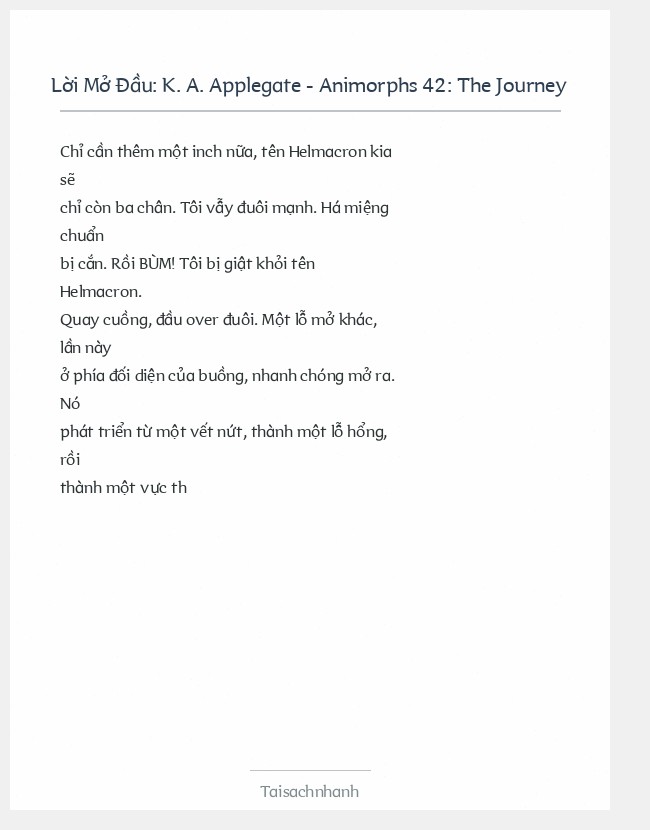 Trích đoạn K. A. Applegate - Animorphs 42: The Journey
