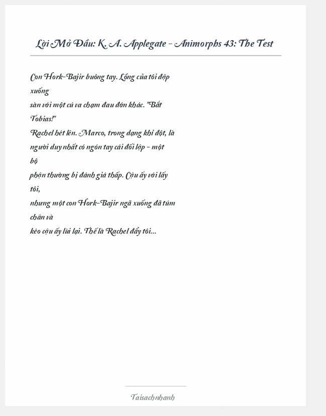Trích đoạn K. A. Applegate - Animorphs 43: The Test