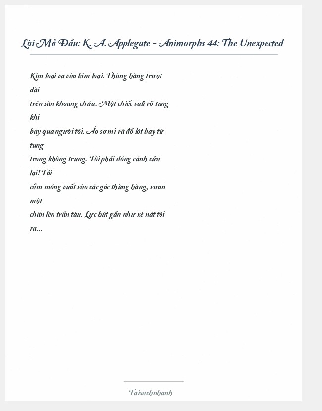 Trích đoạn K. A. Applegate - Animorphs 44: The Unexpected