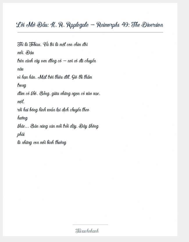 Trích đoạn K. A. Applegate - Animorphs 49: The Diversion