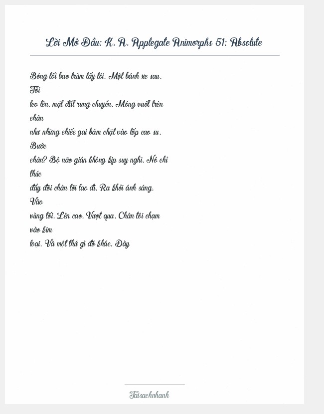 Trích đoạn K. A. Applegate Animorphs 51: Absolute