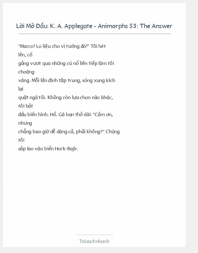 Trích đoạn K. A. Applegate - Animorphs 53: The Answer