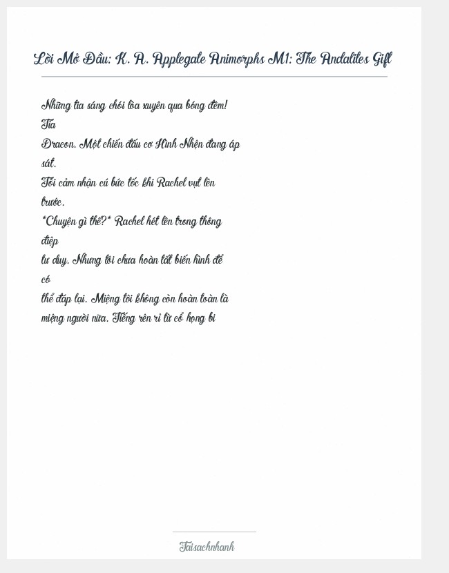 Trích đoạn K. A. Applegate Animorphs M1: The Andalites Gift