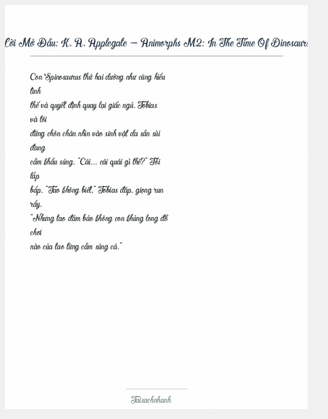 Trích đoạn K. A. Applegate - Animorphs M2: In The Time Of Dinosaurs