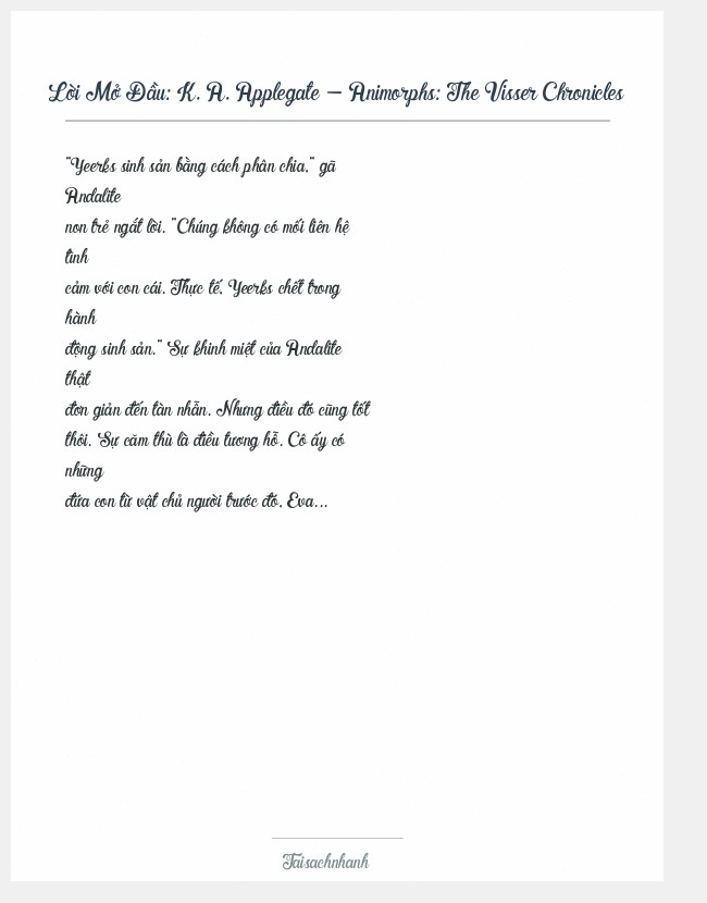 Trích đoạn K. A. Applegate - Animorphs: The Visser Chronicles