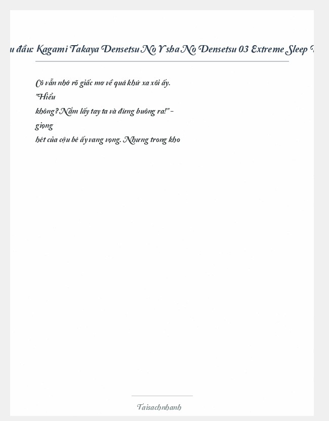 Trích đoạn Kagami Takaya Densetsu No Yūsha No Densetsu 03 Extreme Sleep Disturbance