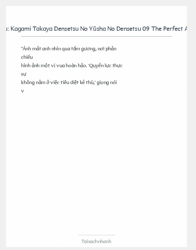 Trích đoạn Kagami Takaya Densetsu No Yūsha No Densetsu 09 The Perfect And Flawless King