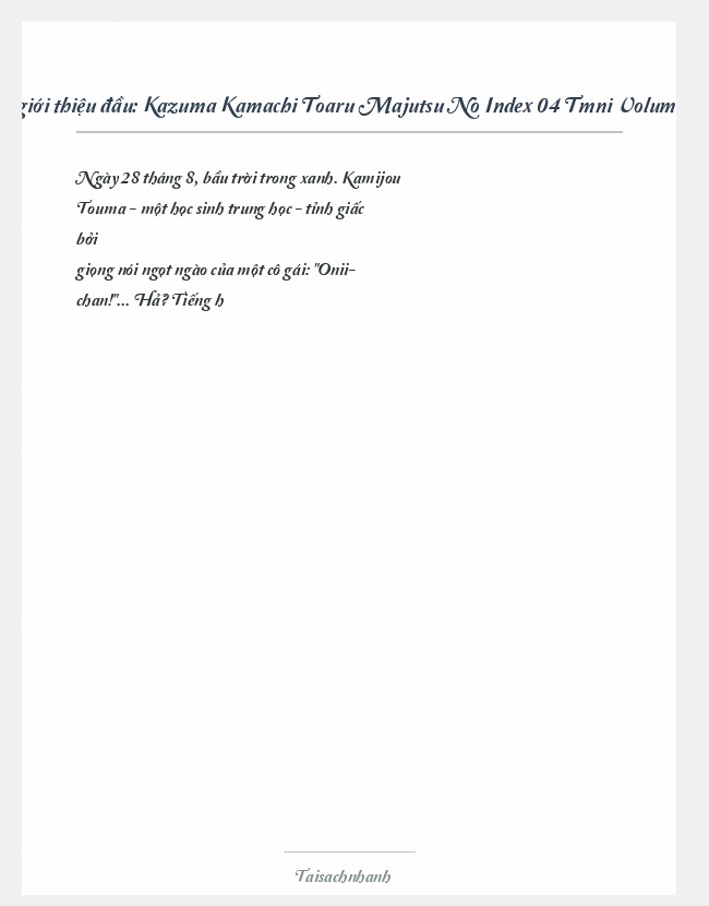 Trích đoạn Kazuma Kamachi Toaru Majutsu No Index 04 Tmni Volume 04