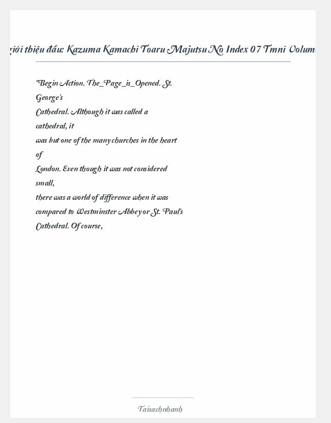 Trích đoạn Kazuma Kamachi Toaru Majutsu No Index 07 Tmni Volume 07