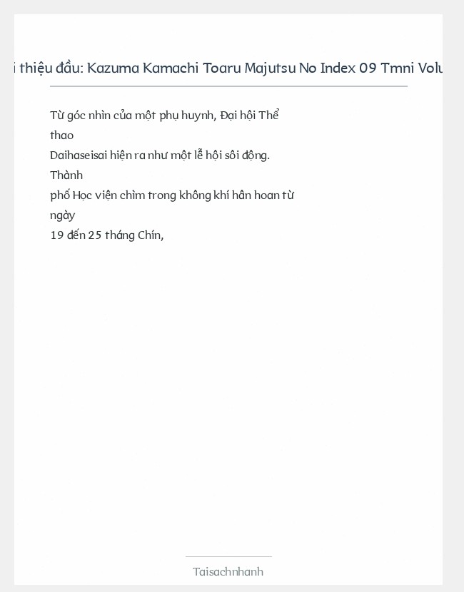 Trích đoạn Kazuma Kamachi Toaru Majutsu No Index 09 Tmni Volume 09