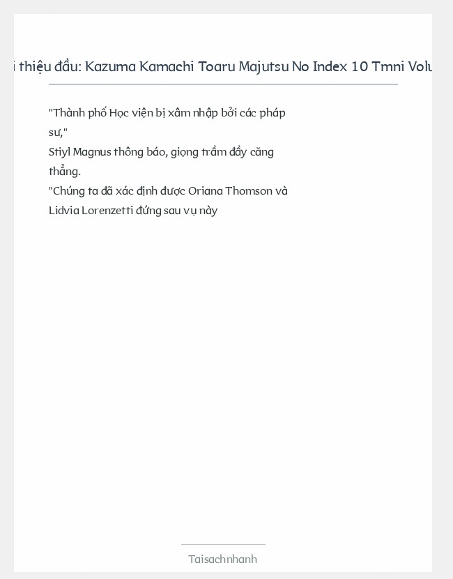 Trích đoạn Kazuma Kamachi Toaru Majutsu No Index 10 Tmni Volume 10