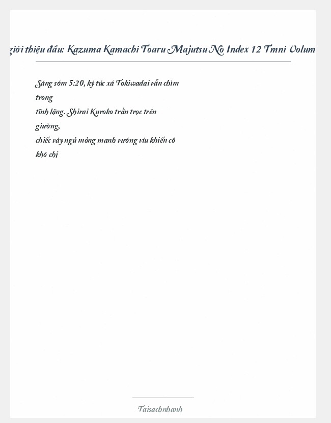 Trích đoạn Kazuma Kamachi Toaru Majutsu No Index 12 Tmni Volume 12