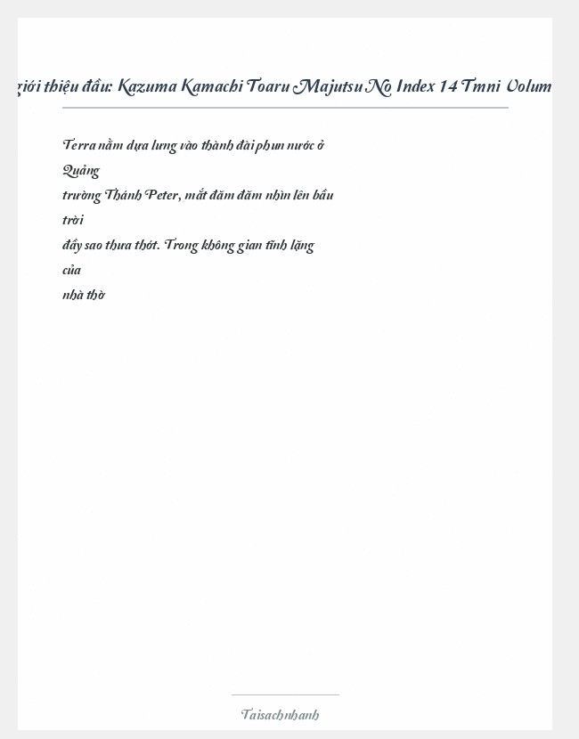 Trích đoạn Kazuma Kamachi Toaru Majutsu No Index 14 Tmni Volume 14
