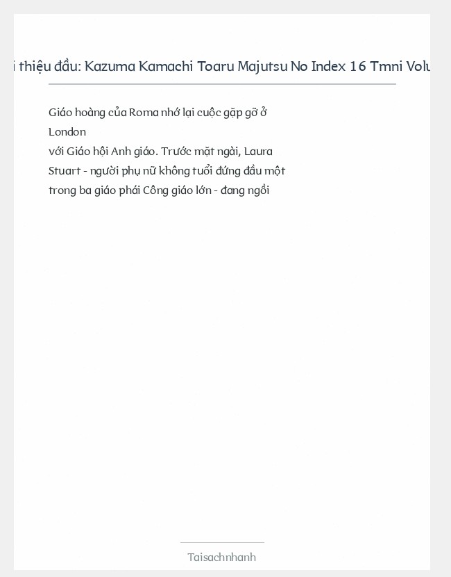 Trích đoạn Kazuma Kamachi Toaru Majutsu No Index 16 Tmni Volume 16