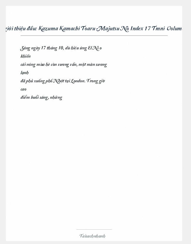 Trích đoạn Kazuma Kamachi Toaru Majutsu No Index 17 Tmni Volume 17