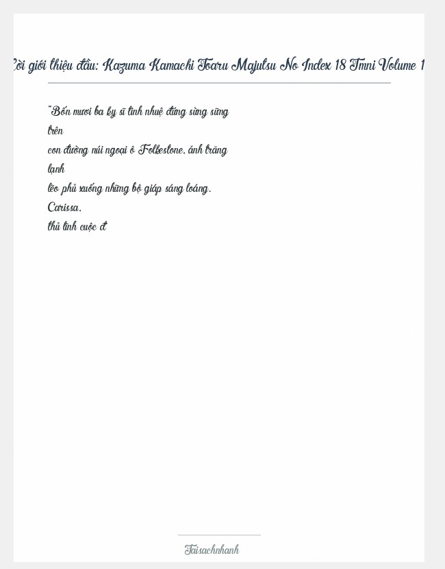 Trích đoạn Kazuma Kamachi Toaru Majutsu No Index 18 Tmni Volume 18