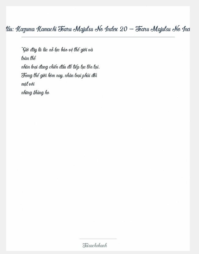 Trích đoạn Kazuma Kamachi Toaru Majutsu No Index 20 - Toaru Majutsu No Index Volume 20