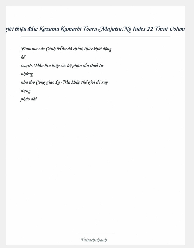 Trích đoạn Kazuma Kamachi Toaru Majutsu No Index 22 Tmni Volume 22