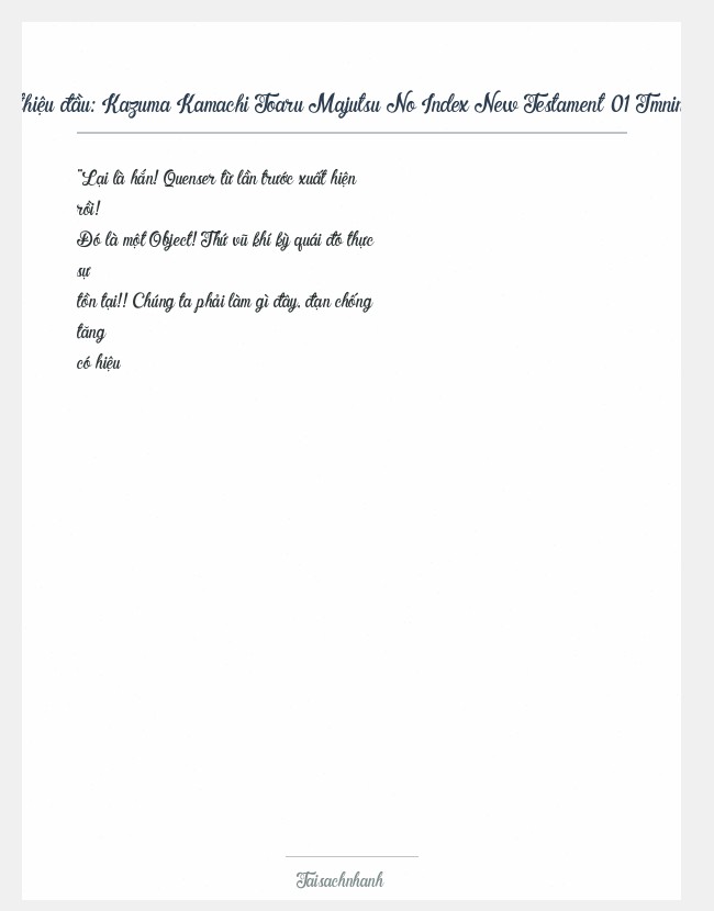 Trích đoạn Kazuma Kamachi Toaru Majutsu No Index New Testament 01 Tmnint Vol 01