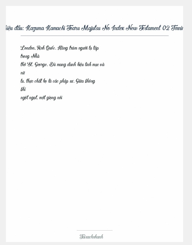 Trích đoạn Kazuma Kamachi Toaru Majutsu No Index New Testament 02 Tmnint Vol 02